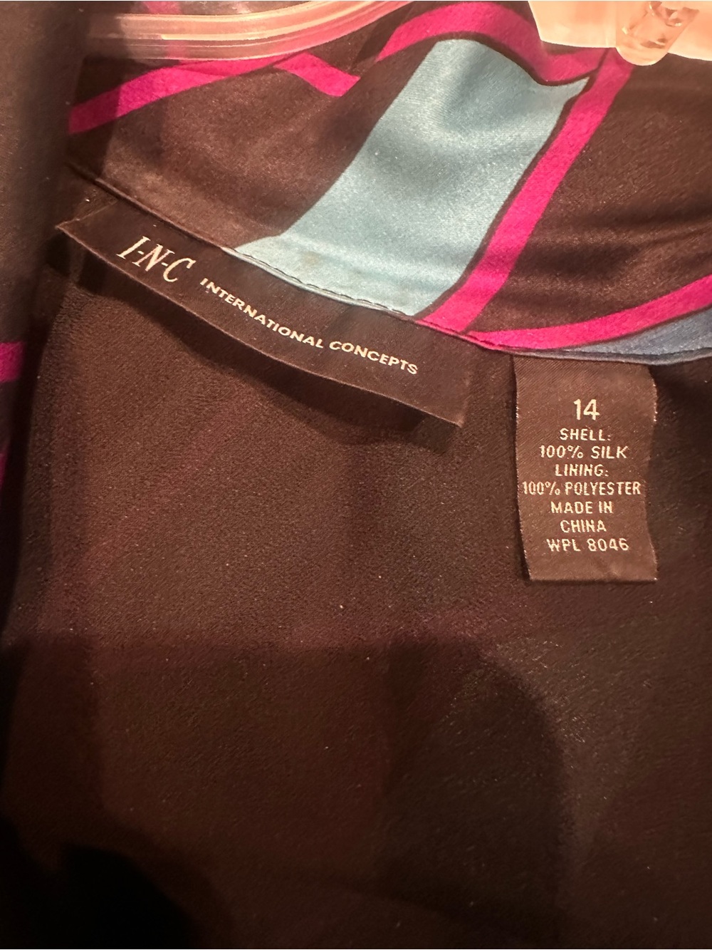 INC International Concepts Black Halter Top with Pink and Blue Geometric Print - Picture 4 of 4